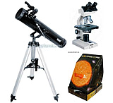 Image of 3-PC Astronomy and Biology Science Gift Package - Konus Campus 1000x Biological Microscope 5326, Bushnell 3&quot; Telescope 789669, Solarscope 04P101