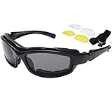 Image of Bobster Road Hog Action Eyewear Convertible Goggles / Sunglasses w/ 3 Lens Set, Black Frame BRH001AC