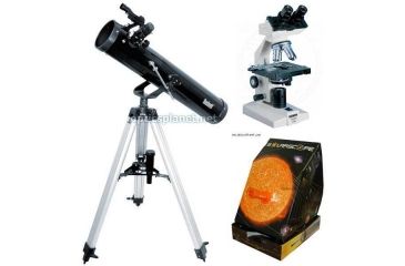 Image of 3-PC Astronomy and Biology Science Gift Package - Konus Campus 1000x Biological Microscope 5326, Bushnell 3'' Telescope 789669, Solarscope 04P101
