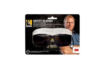 Image of 3M Holmes Workwear Safety Glasses,Black Frame w/Yellow Accented Temples,Dark Lens,4/cs 90204-80025H