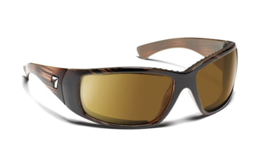 Image of 7 Eye Taku Full Wrap Sunglasses, Horn Frame, Polarized Copper NXT Lens 574357