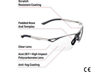 Image of Allen Trigger Shooting Safety Glasses, Metal Frame, Clear Lenses, One Size, 2368