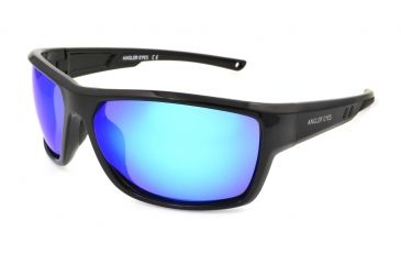 Image of Angler Eyes Bullhead Sunglasses, Matte Black Frame, Smoke Polarized with Blue Mirror Flash Lens, Polarized, 10222157.FGX