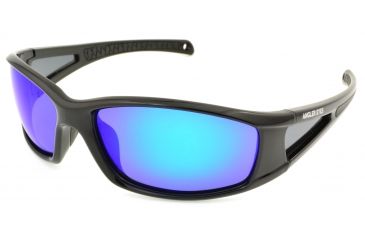 Image of Angler Eyes Wahoo Sunglasses, Shiny Black Frame, Smoke Polarized with Blue Mirror Flash Lens, Polarized, 10225846.FGX