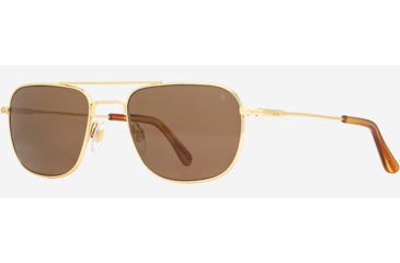 Image of AO Checkmate Sunglasses - Mens, Gold Frame, Cosmetan Brown AOLite Nylon Lenses, 56-21-145, CHE156STHABNN