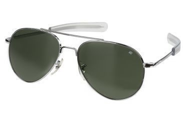 Image of AO Flight Gear General Sunglasses, Bayonet, Silver Frame, Green Glass Lenses, 52mm, 30602