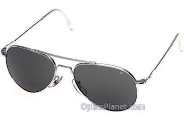 Image of American Optical Flight Gear General Series Sunglasses Silver Frame Color Correct Gray Polycarbonate Lens Wire Spatula Temples