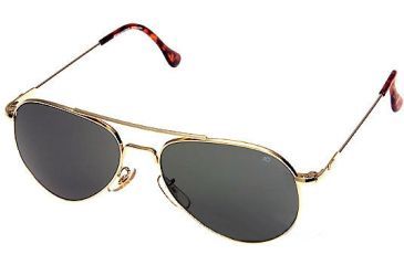 Image of American Optical Flight Gear General Series Sunglasses Gold Frame True Color Gray Glass Lens Wire Spatula Temples