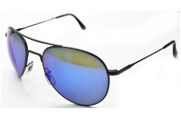 Image of AO II 8-Base Sunglasses, Black, Wire Spatula, 52mm, Blue Mirror Lens - Small B-BMP-WS-52