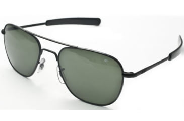 Image of AO Original Pilot Sunglasses, Bayonet, Black Frame, Green Glass Lenses, 52mm, 32210