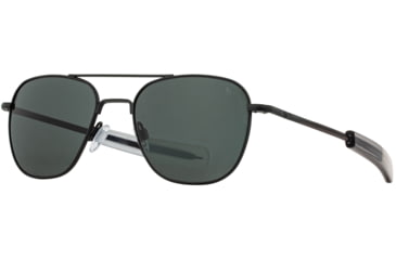 Image of AO Original Pilot Sunglasses, Black Frame, 57 mm True Color Gray SkyMaster Glass Lenses, Bayonet Temple,738921562160