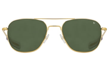 Image of AO Original Pilot Sunglasses, Gold Frame, 55 mm Calobar Green SkyMaster Glass Lenses, Bayonet Temple, Polarized, 738921549451