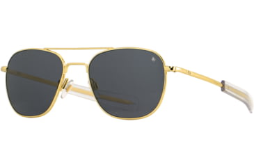 Image of AO Original Pilot Sunglasses, Gold Frame, 52 mm True Color Gray AOLite Nylon Lenses, Bayonet Temple, Polarized, OP-152BTCLGYN-P