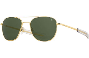 Image of AO Original Pilot Sunglasses, Gold Frame, 52 mm Calobar Green SkyMaster Glass Lenses, Bayonet Temple,738921549260