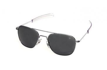 Image of AO Original Pilot Sunglasses, Bayonet, Matte Chrome Frame, CC Gray Poly Lens, 52mm, 30062