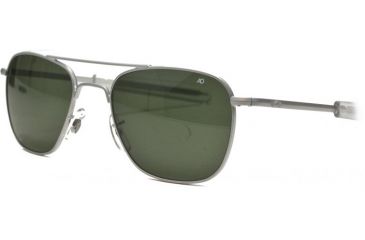 Image of Open Box, Dealer Demo, AO Original Pilot Sunglasses, Bayonet, Matte Chrome Frame, Green Glass Lenses, 57mm, 32225