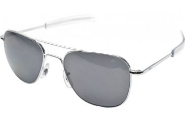 Image of AO Original Pilot Sunglasses, Bayonet, Silver Frame, CC Gray Poly Lens, 52mm, 30044