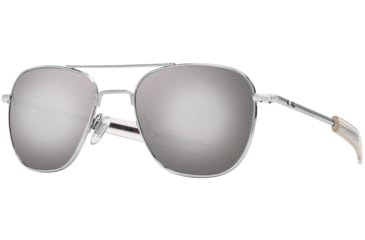 Image of AO Original Pilot Sunglasses, Silver Frame, 52 mm SunFlash Silver Mirror SkyMaster Glass Lenses, Bayonet Temple, Polarized, 738921564638
