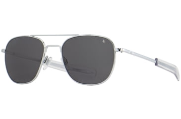 Image of AO Original Pilot Sunglasses, Silver Frame, 55 mm True Color Gray SkyMaster Glass Lenses, Bayonet Temple, Polarized, 738921549918