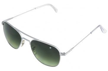 Image of AO Original Pilot Sunglasses, Wire Spatula, Matte Chrome Frame, Polycarbonate Gradient Green Lens, 57mm, 30276