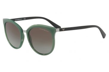 Image of Armani EA2055 Sunglasses 32068E-55 - Opal Light Green Frame, Green Gradient Lenses