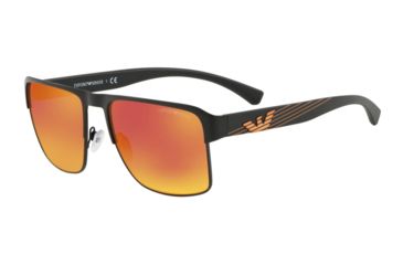 Image of Armani EA2066 Sunglasses 30016Q-57 - Matte Black Frame, Grey Mirror Red/yellow Lenses