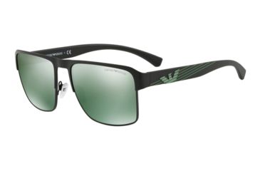 Image of Armani EA2066 Sunglasses 30016R-57 - Matte Black Frame, Light Green Mirror Petrol Lenses