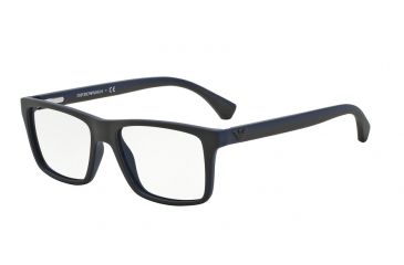 Image of Armani EA3034 Single Vision Prescription Eyeglasses 5231-53 - Brown/rubber Blue Frame