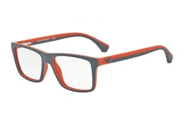 Image of Armani EA3034 Single Vision Prescription Eyeglasses 5233-53 - Grey/rubber Orange Frame