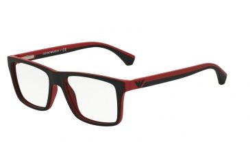Image of Armani EA3034 Single Vision Prescription Eyeglasses 5324-53 - Black/Red Rubber Frame