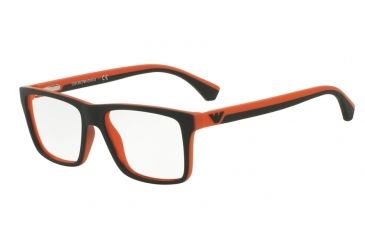 Image of Armani EA3034 Single Vision Prescription Eyeglasses 5529-55 - Black/orange Rubber Frame