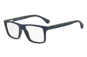Image of Armani EA3034 Single Vision Prescription Eyeglasses 5615-55 - Top Blue On Green Rubber Frame