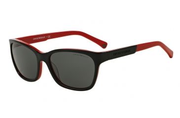Image of Armani EA4004 EA4004 Progressive Prescription Sunglasses EA4004-506187-56 - Lens Diameter 56 mm, Frame Color Top Black On Red