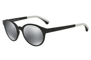 Image of Armani EA4045 Sunglasses 53236G-51 - Matte Black Frame, Light Grey Mirror Black Lenses