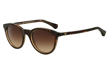 Image of Armani EA4061 Sunglasses 546513-49 - Havana On Beige Transp Frame, Brown Gradient Lenses