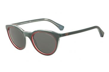 Image of Armani EA4061 Sunglasses 547987-49 - Top Green On Tr Red Frame, Grey Lenses
