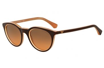 Image of Armani EA4061 Sunglasses 548018-49 - Brown On Tr Peach Frame, Orange Gradient Light Grey Lenses