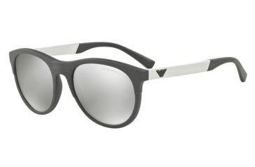 Image of Armani EA4084 Sunglasses 55596G-56 - Matte Grey Frame, Light Grey Mirror Silver Lenses