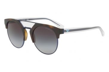 Image of Armani EA4092F Sunglasses 50898G-53 - Matte Havana/matte Blue Frame, Grey Gradient Lenses