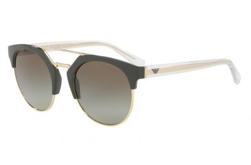 Image of Armani EA4092F Sunglasses 55788E-53 - Militay Green/pale Gold Frame, Green Gradient Lenses