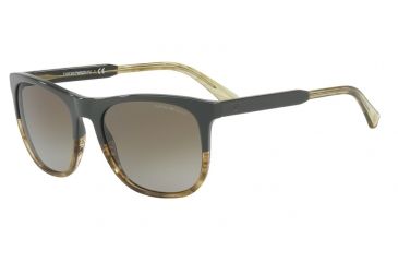 Image of Armani EA4099 Sunglasses 557113-56 - Military/striped Honey Tr Frame, Brown Gradient Lenses