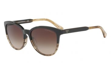 Image of Armani EA4101 Progressive Prescription Sunglasses EA4101-556713-56 - Lens Diameter 56 mm, Frame Color Brown/tr Striped Beige