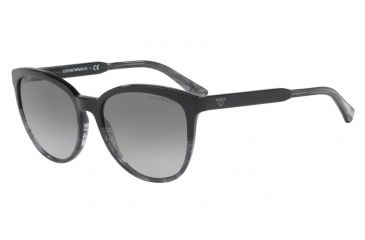 Image of Armani EA4101F Progressive Prescription Sunglasses EA4101F-556611-56 - Lens Diameter 56 mm, Frame Color Black/tr Striped Grey