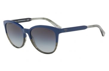 Image of Armani EA4101F Progressive Prescription Sunglasses EA4101F-55688G-56 - Lens Diameter 56 mm, Frame Color Blue/tr Striped Green