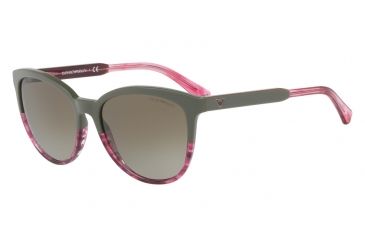 Image of Armani EA4101F Progressive Prescription Sunglasses EA4101F-556913-56 - Lens Diameter 56 mm, Frame Color Military/tr Striped Pink