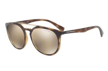 Image of Armani EA4103 Sunglasses 50265A-56 - Havana Frame, Light Brown Mirror Gold Lenses