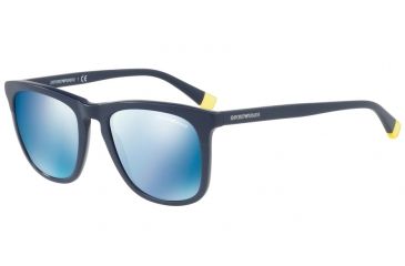 Image of Armani EA4105F Sunglasses 559655-53 - Matte Blue On Blue Frame, Mirror Blue Lenses