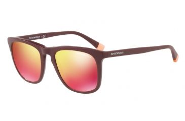 Image of Armani EA4105F Sunglasses 55986Q-53 - Matte Bordeaux On Bordeaux Frame, Red Multilayer Lenses