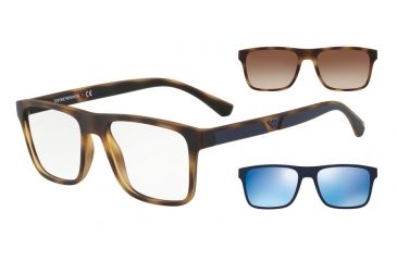 Image of Armani EA4115 Sunglasses 50891W-54 - Matte Havana Frame, Clear Lenses