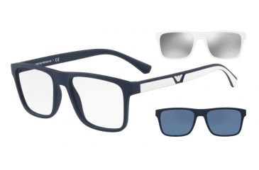 Image of Armani EA4115 Sunglasses 56691W-54 - Matte Dark Blue Frame, Clear Lenses